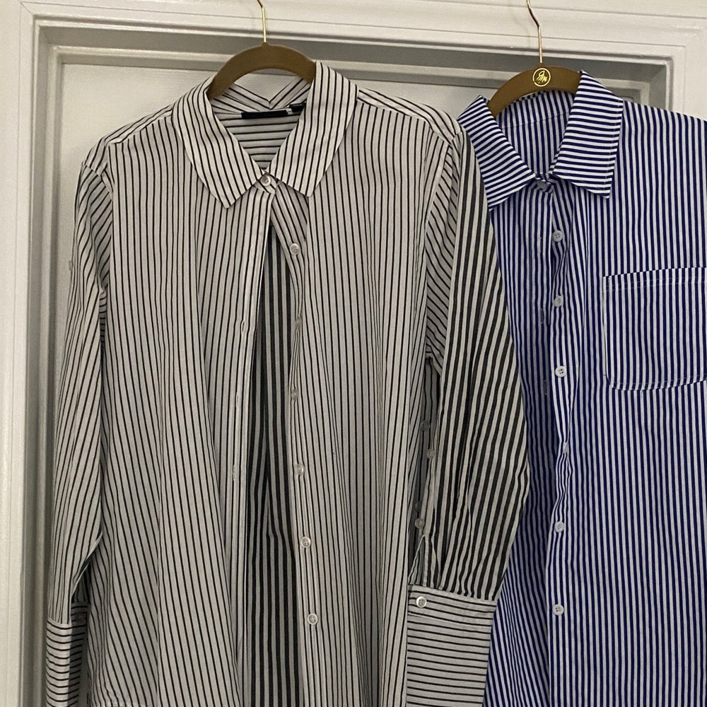 Classic Striped Women’s Shirts- Black and Blue